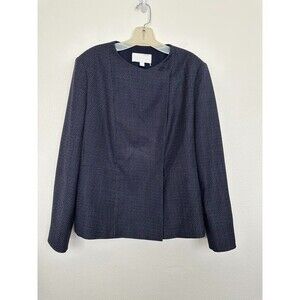 Boss Hugo Boss Women's Jutall Wool Jacket Snap Button Navy Blue Grid Size 14